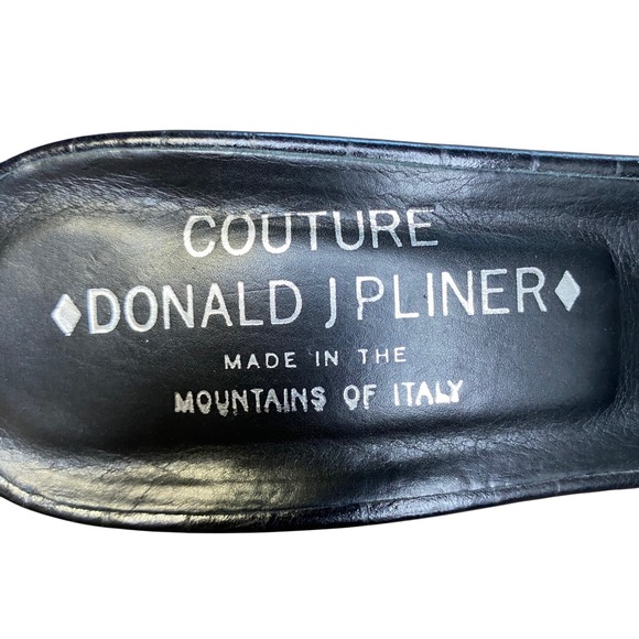 Donald J Pliner Couture‎ Black Leather Mules Kitten Heels Sandals Size 7N - Picture 8 of 14